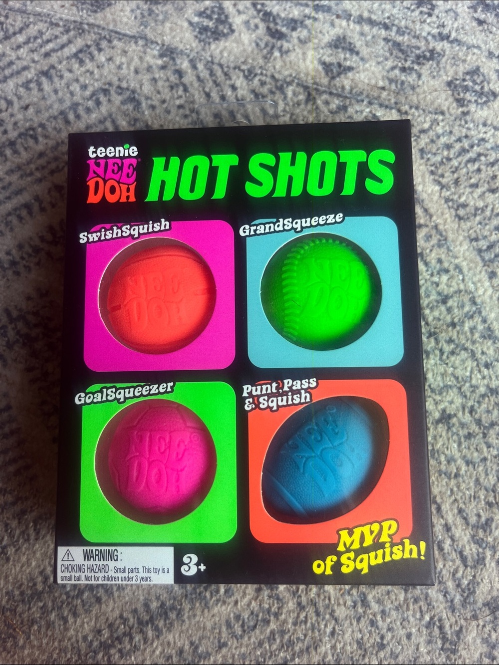 NeeDoh Teenie Hot Shots Neon Squish Ball Set - NEW